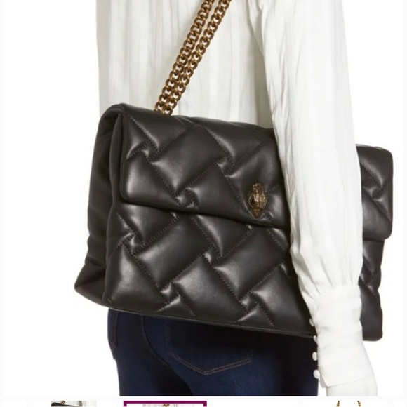 Kurt Geiger Handbags - Kurt Geiger Black xxl Quilted Clutch with Gold Chain